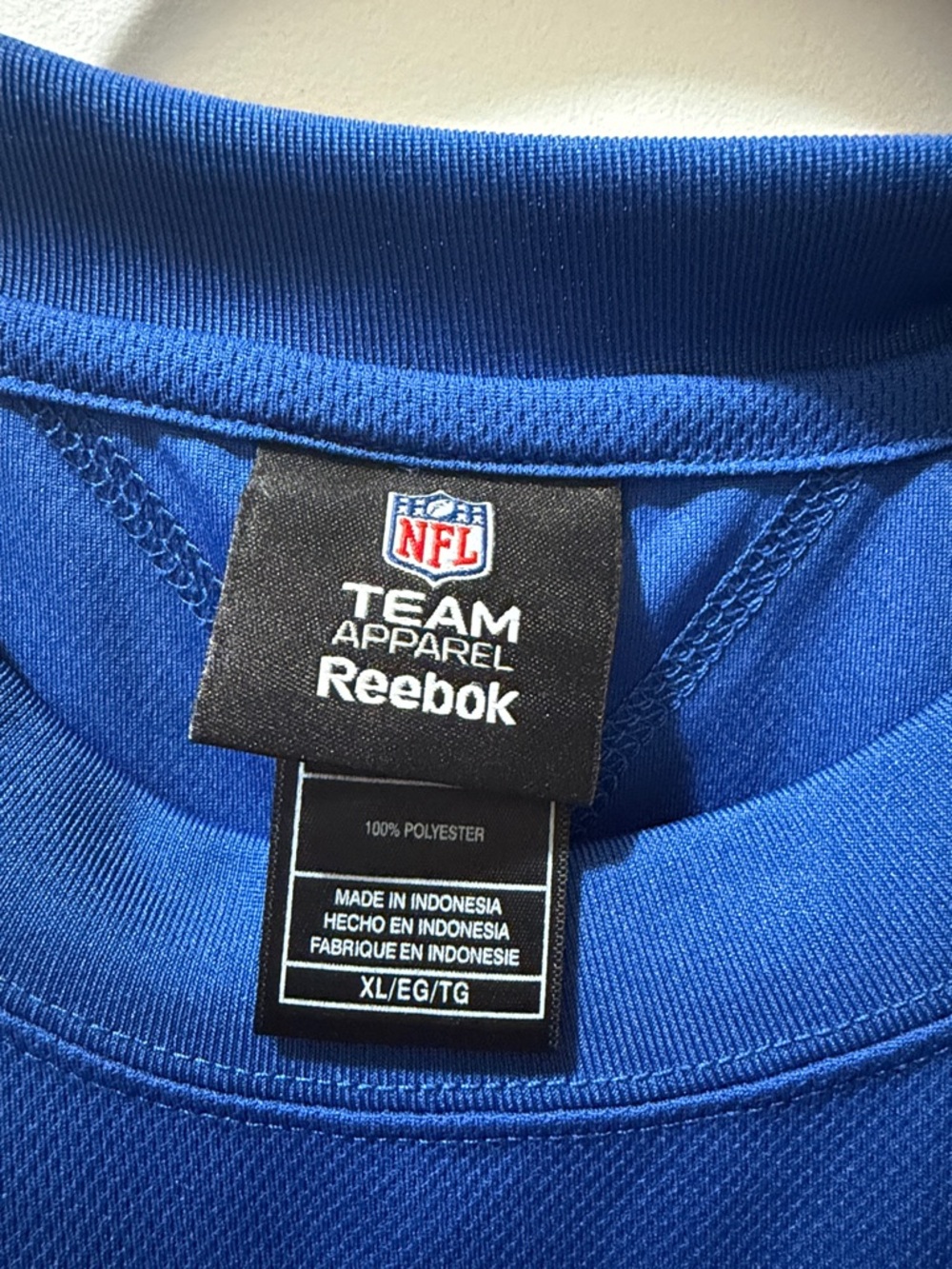 NY Giants Reebok NFL Team Apparel Royal Blue Tee with Red & White Logo - Picture 2 of 6